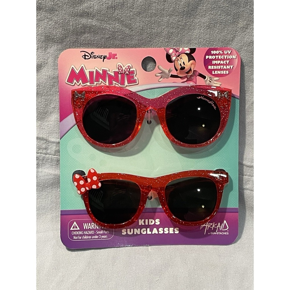 NEW‎ Set of 2 Disney Jr. Minnie Mouse 100% UV Pink & Red Kids Bow Sunglasses